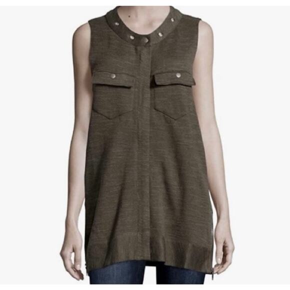 Free People Slub Highway Knit Zip-Up Vest In Olive Green Size Small - Picture 3 of 9